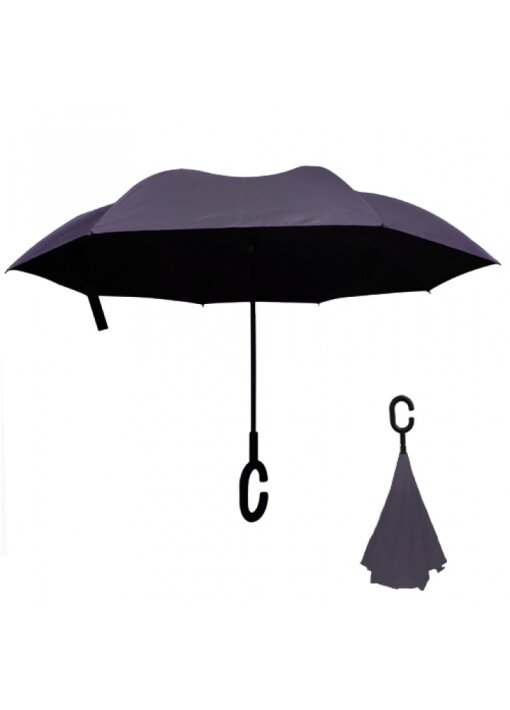 מטרייה מתהפכת 23 אינץ דו שכבתית כחול ושחור